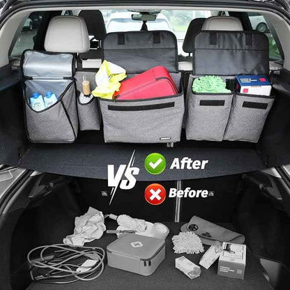 Deluxe Trunk and Backseat Organizer for Medium or large size SUVs & RVs, Detachable Storage Modules with Built-in Cooler, Patent Pending