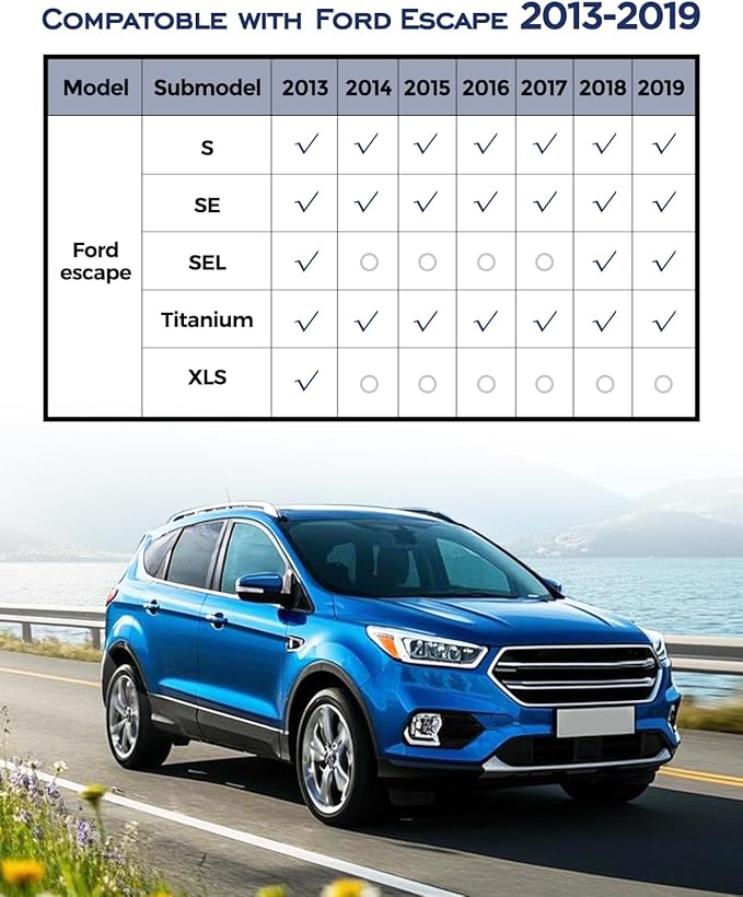 Custom Fit Floor Mats & Cargo Liner & Rear Seat Back Protectors for Ford Escape 2013-2019, All-Weather Rubber Mats, Full Interior Protection for SUV, Durable & Easy to Clean
