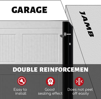 Garage Door Seal Top and Sides Seal Strip, 40FT Universal Garage Door Weather Stripping, Durable Garage Door Bottom Seal Replacement with Adhesive Backing and Screws (Black, 40FT)