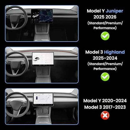 for Tesla Model Y Juniper Under Screen Storage Organizer 2025-2026/Model 3 Highland 2024-2026, Hideable Center Console Organizer Tray for Tesla Model Y Juniper Accessories, Black
