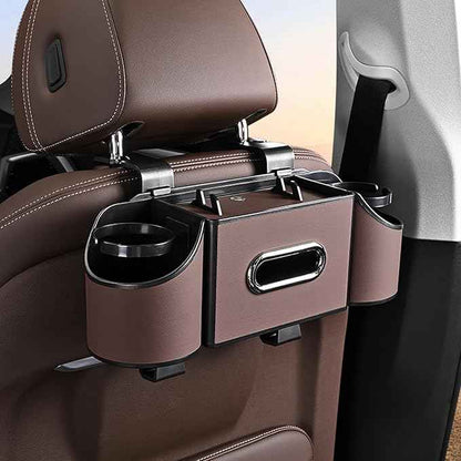 Back Seat Car Organizer,4 in 1 Multifunctional Car Back Seat Storage Box with Drink Cup Holder Tissue Box, for Hold Phone,Snacks, Drinks, Handbag