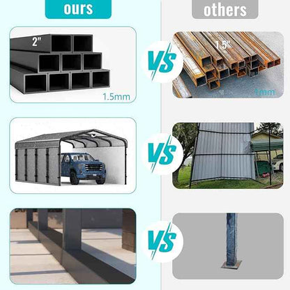 Metal Carport,12x20 Carport Canopy Heavy Duty All Weather,Car Tent Garage with Galvanized Metal Roof,Metal Car Ports for Snow,Outdoor Car Shelter,Grey