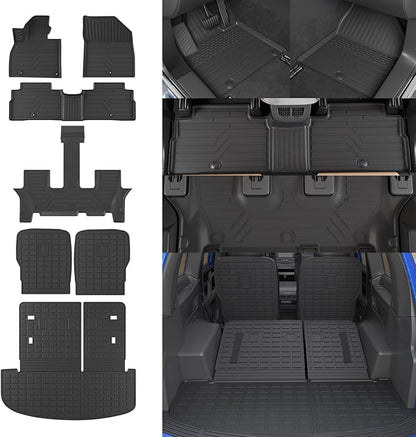 Rongtaod Floor Mats Compatible with 2020-2025 Kia Telluride 7 Seats (Not for 2027) Cargo Liner Back Seat Cover Kick Mat 2024 Telluride Accessories (Floor Mats+Trunk Mat+2nd&3rd Row Backrest Mat)