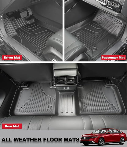 for 2023 2024 2025 2026 Honda Accord Floor Mats and Cargo Liner (Include Hybrid) - All Weather Floor Mats and Trunk Mat - Custom Fit Floor Liners and Cargo Mat for Honda Accord Sedan 2023-2026