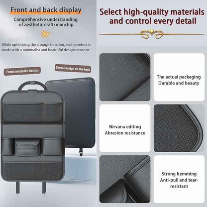 Popular Items Rear Seat Organizer, Premium Waterproof PU Leather Car Seat Back Pocket with Stain Proof iPad Storage, Black