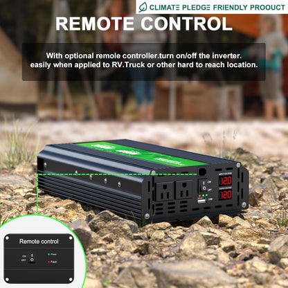 3000W Power Inverter,Peak Power 6000W 12V DC to AC 110V120V,Remote Control with 2AC Outlets and 2.4USB Port,LCD Display for Power Converter,Outdoor Activities,Emergency,Vehicles Truck RV Solar System