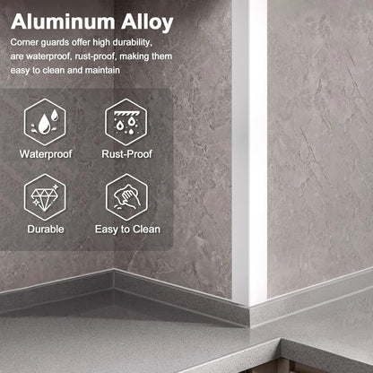 4PCS 45" White Metal Corner Protectors, Aluminum Self Adhesive Corner Guards, Metal Wall Edge Protector Strip, Furniture Corner Protectors, Wall Cabinet Baseboard Decoration 45" x 2"