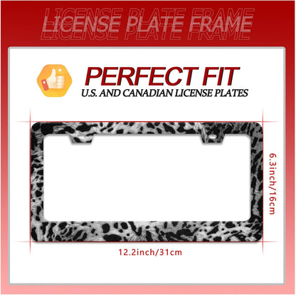 Beautiful Leopard Print License Plate Frame Cheetah Print Texture License Plate Holder for Car Decorative Parts Stainless Stee License Plate Frames for Standard Us Canada Funny 12x6 Inch
