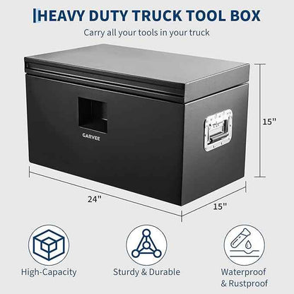 Garvee Steel Truck Tool Box Heavy Duty Truck Bed Toolbox w/Dual Lids, Lockable & Weatherproof, Fits for Pickup, Truck Bed, RV, Trailer