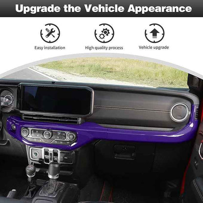 CheroCar for JL Center Console Headlight Air Conditioning Control Panel & Co-Pilot Handle Panel Interior Accessories fit for Jeep Wrangler JL JLU 2024 2025 2026,Purple
