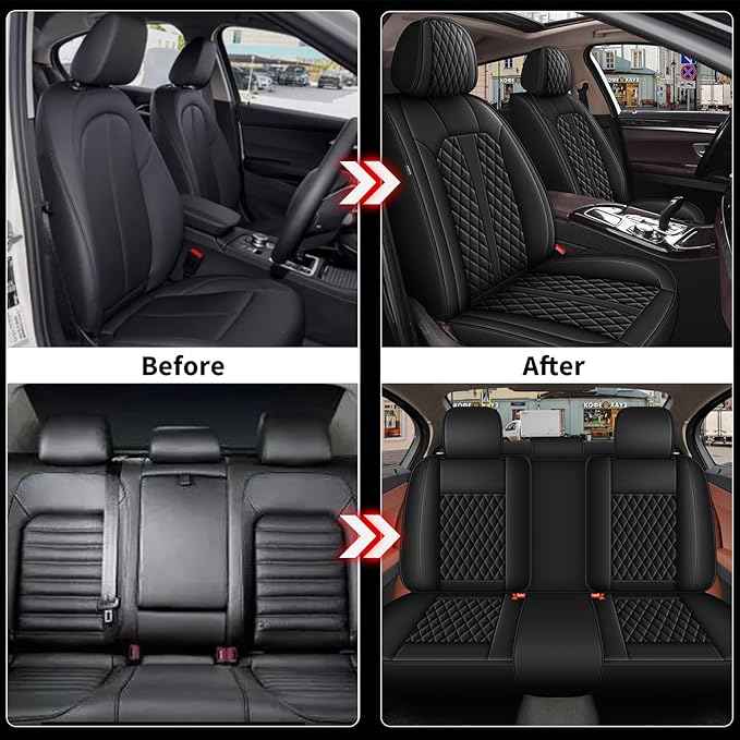 Car Seat Covers Full Set Fit for Chevy Equinox 2011-2024 2025 2026: 5 Seat Auto Interior Accessories, Waterproof Faux Leather Vehical Car Seat Cushions Cover(Black)