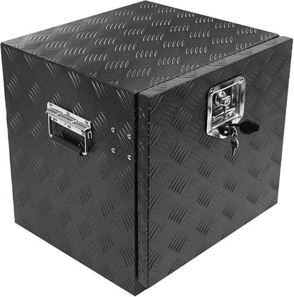 Aluminum Diamond Plate Tool Underbody Box, Waterproof Square Truck Storage Organizer Chest for Pick Up Truck Bed, RV Trailer with T-Handle Lock and Keys (18 inch)