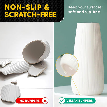 45 Clear Cabinet Door Bumpers - 1/2” Diameter White Self Adhesive Pads, Stoppers, Rubber Bumpers for Drawers, Cupboards, Cutting Boards, Glass Tops, Picture Frames, Kitchen Furniture by Vellax