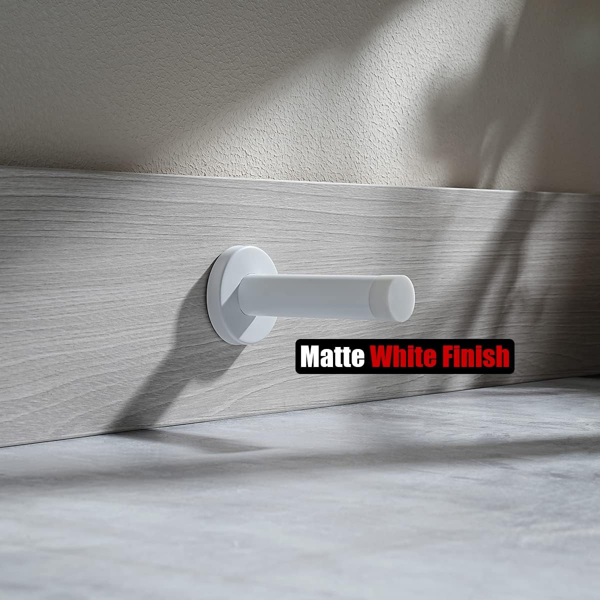 JQK Door Stopper White, 304 Stainless Steel Thicken 1mm Sound Dampening Door Stop Bumper Wall Protetor 2 Pack, DSB5-WH-P2