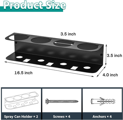 EVERHANGER Spray Can Holder, Wall Mount Spray Bottle Storage Rack Heavy Duty Spray Paint Bottle Organizer for Garage & Home, 8 Can Holes