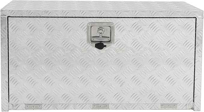 Garvee 24 Inch Heavy Duty Aluminum Tool Underbody Box, Waterproof Square Truck Storage Organizer Chest for Pick Up Truck Bed, Rv Trailer (24" X 18" X 18" - Sliver)