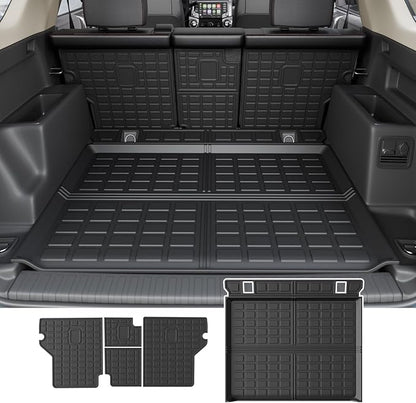 Rongtaod Cargo Mat Compatible with 2010-2024 Toyota 4Runner 5 Seats Trunk Mat Cargo Liner Back Seat Cover Protector 2023 Toyota 4 Runner Accessories (Trunk Mat+Backrest Mats,Fit Without Sliding Tray)