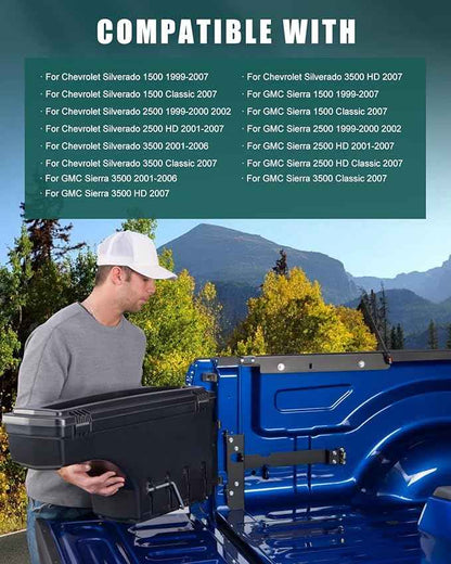 SCITOO Truck Bed Tool Box for Chevy Silverado for GMC Sierra 2500 3500 1999-2007 Right Passenger Side,Multi-Compartment Dividers Organized Storage,Heavy Duty & No-Drill Installation
