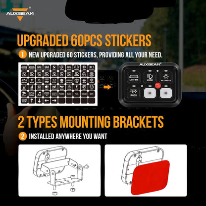 Auxbeam 6 Gang Switch Panel BC60 Universal Circuit Control Relay System Automatic Dimmable LED Switch Pod Touch Control Panel Switch Box for Car Truck Pickup Boat UTV SUV - Blue, 2 Years Warranty