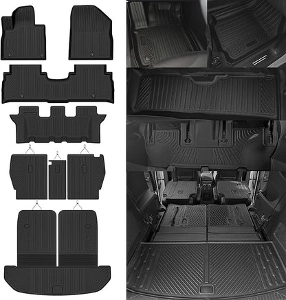Custom Fit Floor Mats for Kia Sorento 2016-2020 7 Seats, All Weather TPE Floor Liners with Trunk Mat & Backrest Protectors, Odorless Full Set Interior Accessories