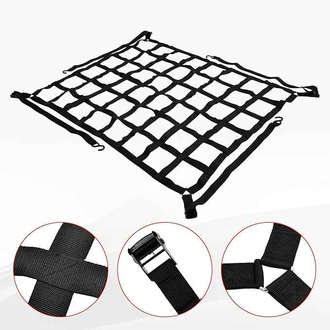Heavy Duty 42" x 50" Truck Bed Cargo Net with Adjustable Cam Buckles & S-Hooks,3.5' x 4.17' Cargo Net with 1100LBS Capacity for Pickup Truck Bed Trailer SUV Jeeps