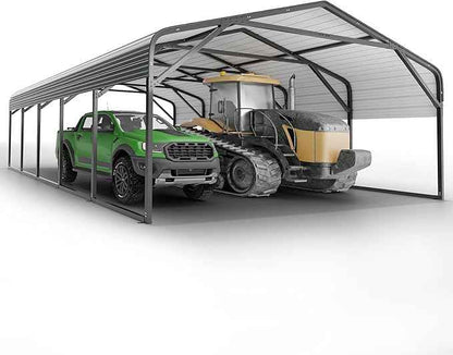 20x26 FT Heavy Duty Carport Garage with Structural Reinforcement | 2-Car Metal Shelter | Galvanized Steel Roof| Ground Anchors | Snow/Wind Resistant | Fits Trucks, RVs, Pickups, Boats, Tractors, SUVs