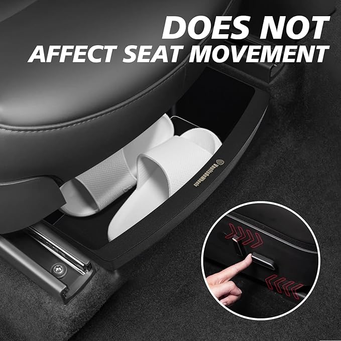 Under Seat Storage Box 2PCS Compatible with Model Y Juniper Refresh Interior Accessories Custom Fit Detachable Underseat Organizer for 1st Row Driver & Passenger Hidden Design