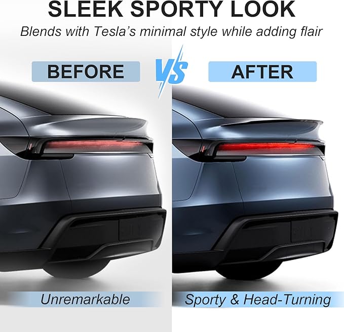 Spoiler for Tesla Model Y Juniper 2025 2026, Sporty OEM Style Trunk Wing ABS Aerodynamic Rear Lip Tail Spoiler for Model Y Juniper Exterior Accessories, Glossy Carbon Fiber