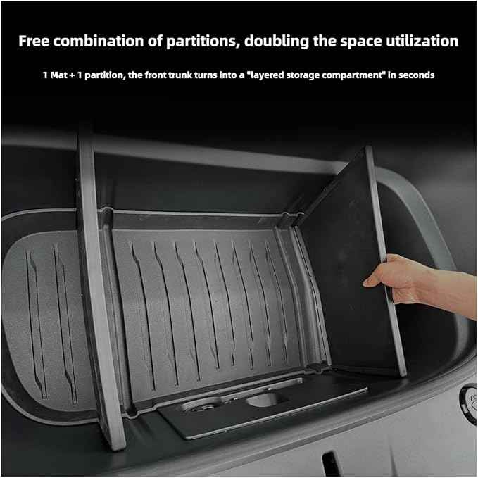 Compatible For Tesla Model Y Juniper 2025 Launch 2026 Front Trunk Mat Partition Board TPE Frunk Protector Cushion Organizer Storage Box(MY Juniper 2)