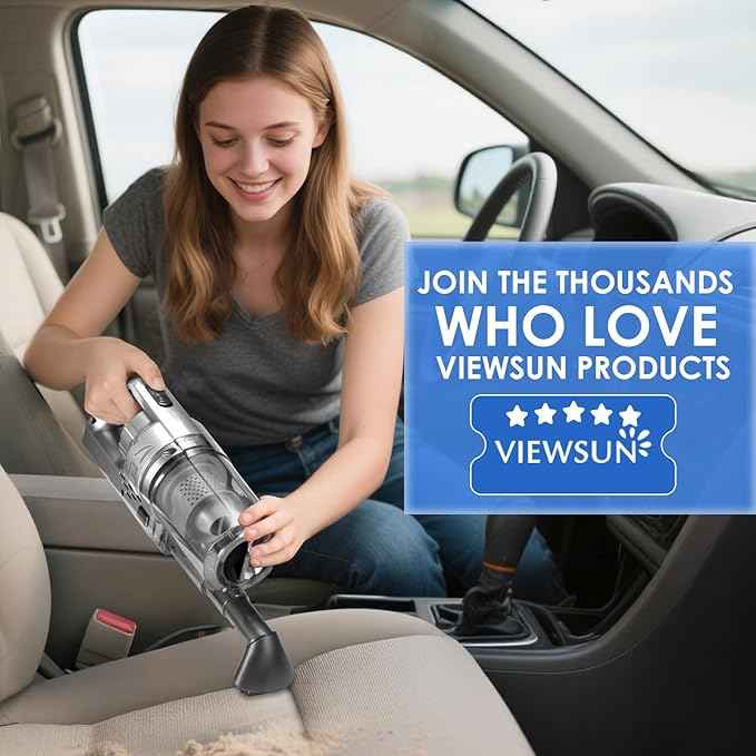 Viewsun Car Cleaning Kit, 17PCS Car Interior Detailing Kit with Gray High Power Handheld Vacuum, Detailing Brush Set, Windshield Cleaner, Cleaning Gel, Complete Auto Accessories for Men, Women