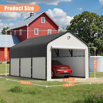 Carports Canopy Heavy Duty, Portable Garage with Sidewalls (10x16, Fully Enclosed)