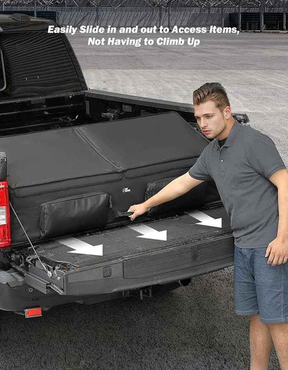 JOYTUTUS Upgrade Full Size Truck Bed Cargo Box Organizer for Pickup, Waterproof Truck Bed Cargo Bag, Storage Organizer Carrier Accessories for Groceries, Golf, Easily Slide in and Out, Easy Access