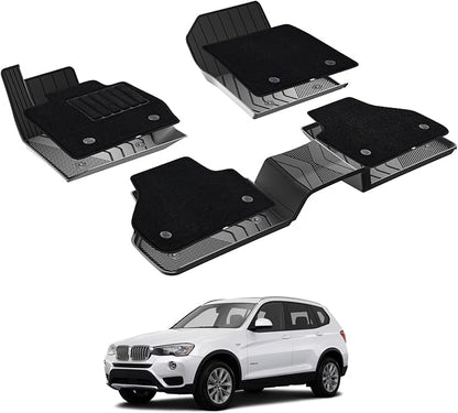 3W Floor Mats & Carpets Fit for BMW X3 2011-2017 F25 & BMW X4 2015-2018 xDrive28i/28d/35i/M40i, TPE All-Weather Odorless Heavy Duty Floor Liner Accessories