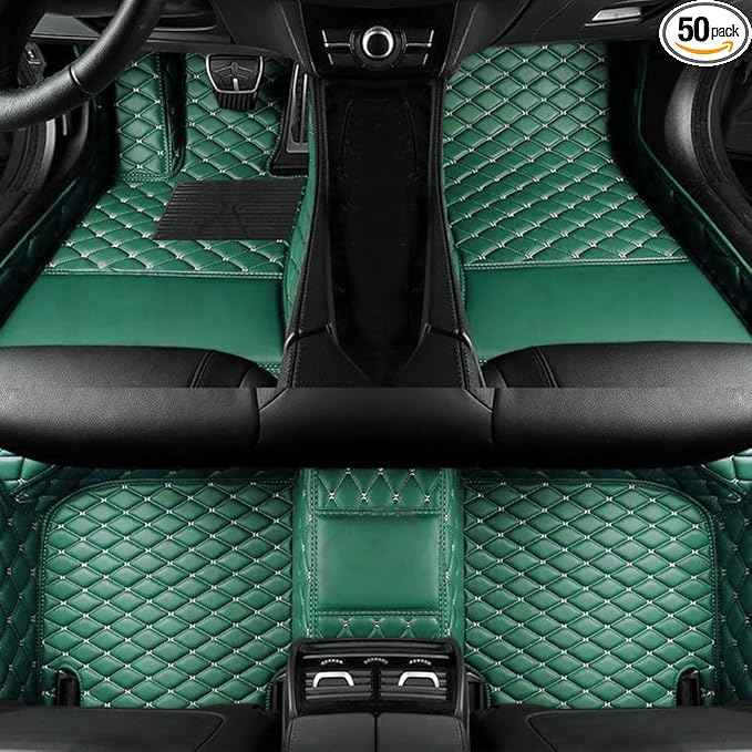 Custom Car Floor Mats for 99.99% Sedan SUV Sports Car Men Women Protection Full Coverage Pads Anti-Slip Leather Floor Lining All Weather Car Floor Mats (Green)