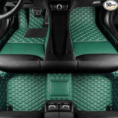 Custom Car Floor Mats for 99.99% Sedan SUV Sports Car Men Women Protection Full Coverage Pads Anti-Slip Leather Floor Lining All Weather Car Floor Mats (Green)