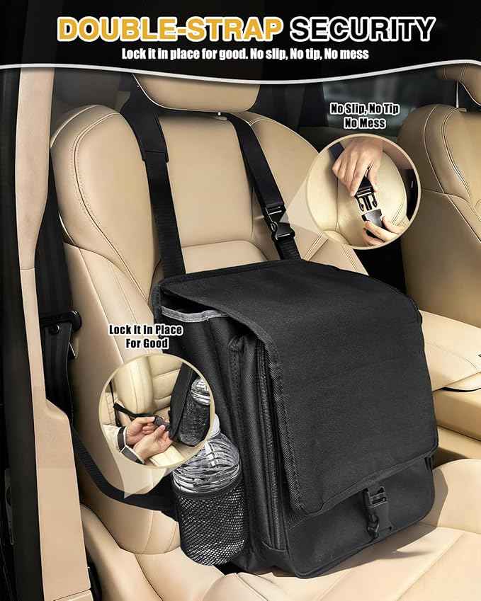 Car Front Seat Organizer with Accordion File Pocket | Laptop Sleeve (Up to 15.6 In) | Privacy Flap | Cup Holders | Adjustable Straps | Holds Tablets, Files, Supplies | for Work on the GO