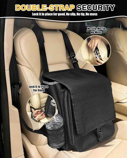 Car Front Seat Organizer with Accordion File Pocket | Laptop Sleeve (Up to 15.6 In) | Privacy Flap | Cup Holders | Adjustable Straps | Holds Tablets, Files, Supplies | for Work on the GO