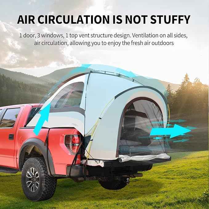 Tecoom Truck Bed Tent, Double Layer Waterproof PU3000mm for 5.5-6.7ft, Portable 2/3 Person Compact Full Size Pickup with Rain Fly for Back of Camping Beach