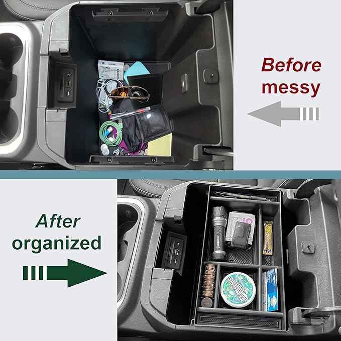 PIMCAR Center Console Organizer for 2019-2022 Chevy Silverado 1500/GMC Sierra 1500 & 2020-2023 Silverado/Sierra 2500HD/3500HD | Full Console Bucket Seats Only | Black Interior Trim Accessory
