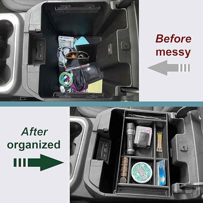 PIMCAR Center Console Organizer for 2019-2022 Chevy Silverado 1500/GMC Sierra 1500 & 2020-2023 Silverado/Sierra 2500HD/3500HD | Full Console Bucket Seats Only | Black Interior Trim Accessory