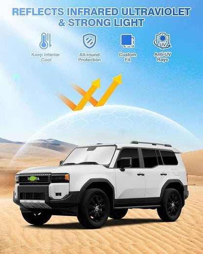 Sunshades for 2024 2025 2026 Toyota Land Cruiser Prado 250 Accessories Windshield Sun Shade Side Rear Window Shade Cover Sun Visor Shield Privacy Protection Keep Vehicle Cool Black 8PCS