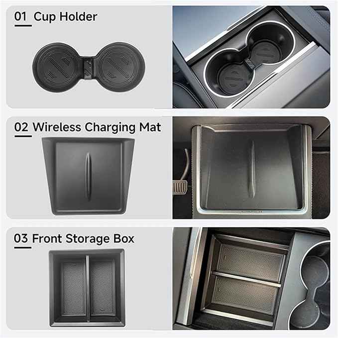 Storage Box Compatible For Tesla Model Y Juniper Accessories Center Console Trays Compatible For Tesla Model Y Juniper 2025-2026 Webcam Cover(Armtest hidden box)