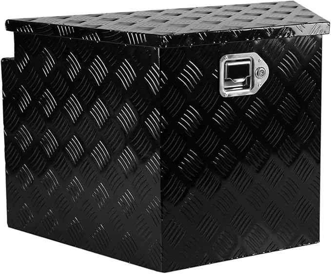 Trailer Tongue Tool Box, 5 Bar Tread Powder Coated Aluminum, Trailer Tongue ToolBox Storage Organizer With Lock And Keys For Pick Up Truck Bed 28 One size