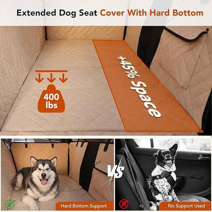 Dog Car Seat Cover for Back Seat, 900D Heavy-Duty Oxford Cloth Pet Car Seat Cover with Hard Bottom, Waterproof Dog Hammock for Car, Dog Car Seat Protector Scratch Proof Nonslip, Holds 400lbs