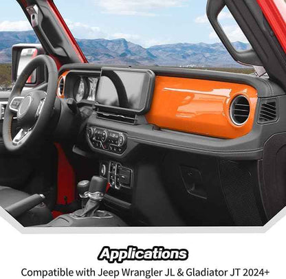 JeCar 2pcs for 2024 Jeep Wrangler JL Interior Accessories Center Console Dash Panel Cover Trim (Orange)