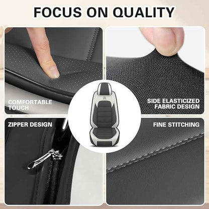 Car Seat Cover Fit for Honda Passport 2019-2026 Waterproof Seat Covers,Nappa Faux Leather Breathable and Comfortable,Car Seat Protector Car Interior Accessories (Front Seat) Grey&White
