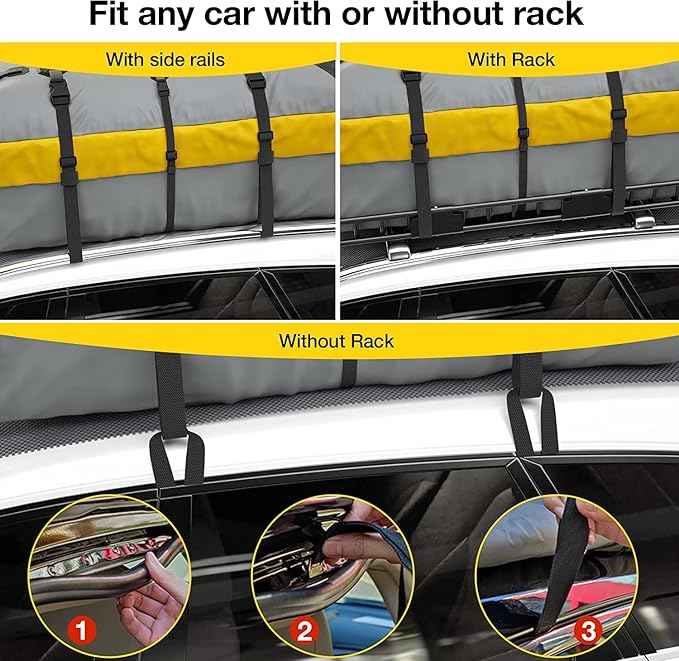WILDROAD Car Roof Bag Rooftop Cargo Carrier, 21 Cubic Feet Waterproof Roof Luggage Cargo Carrier Bag with Anti-Slip Mat for All Cars Vehicles SUV with/Without Rack (21 Cubic Feet)