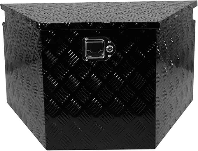 Aluminum Utility Trailer Tongue Tool Box, 5 Bar Tread Wide Utility ToolBox For Pick Up Truck RV Storage Organizer With Lock