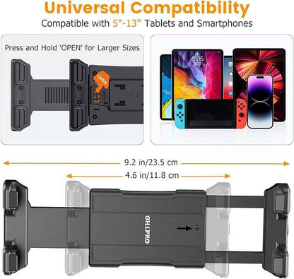 OHLPRO Tablet Mount for Truck - Dual Folding Aluminum Arm, Heavy-Duty Drill Base Car Tablet Holder for iPad & 5"-13" Tablets and Phones, Universal Dashboard Wall Desktop Business Mount