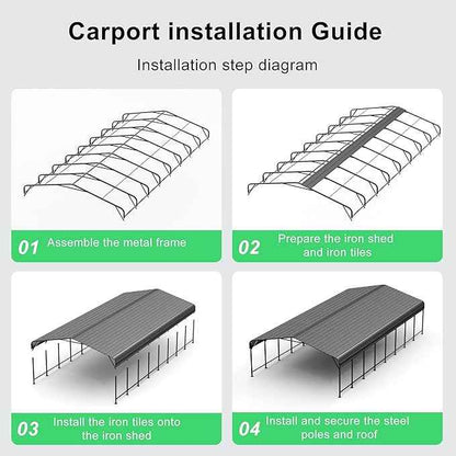 20x40 FT Heavy-Duty Metal Carport, Outdoor Galvanized Steel Shelter for Pickup Trucks, Motorcycles, Boats, Cars & Tractors